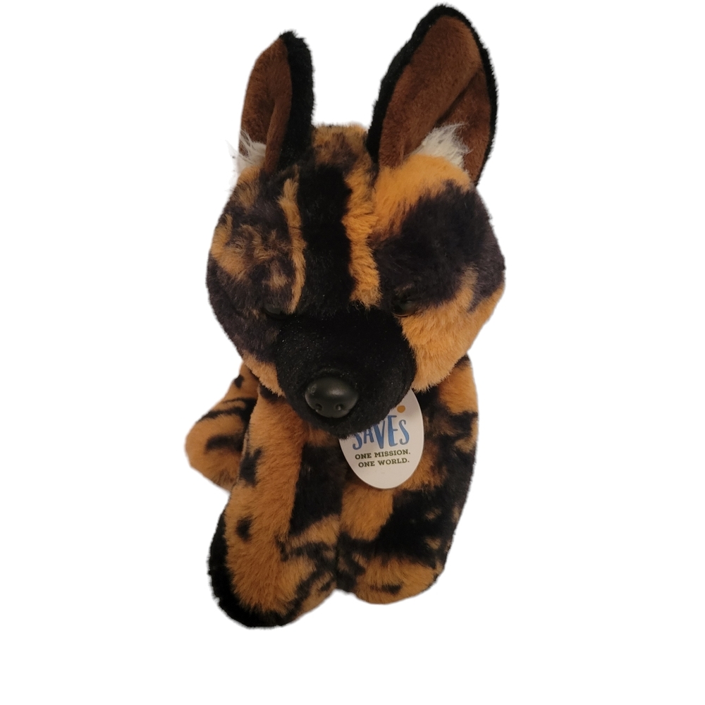 THE PETTING ZOO AFRICAN WILD DOG STUFFED ANIMAL PLUSH TOY BROWN BLACK